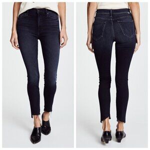 Mother The Stunner Zip Skinny Jeans Women’s 25 Dark Wash Raw Hem Stretch Casual